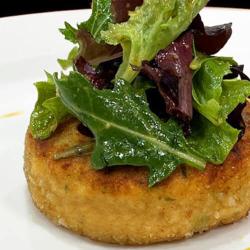 Chicken Cake with Arugula Salad