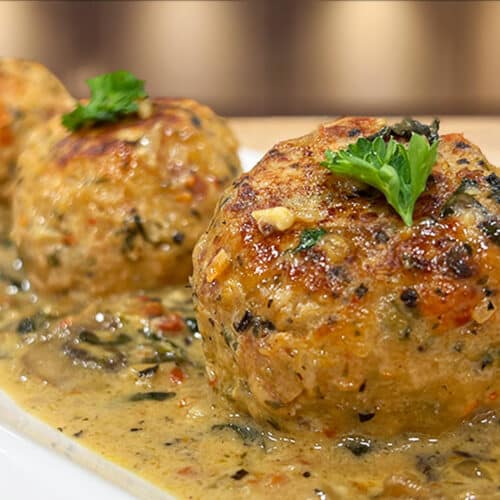 Amazing Chicken Meatballs Recipe In A Creamy Mushroom Sauce