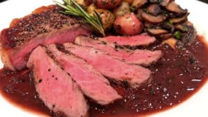 Steak Recipe with a Red Wine Reduction Sauce