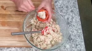 How To Make Tuna Salad Fill each hollowed-out tomato