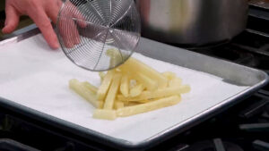 How To Make French Fries - Remove the blanched fries
