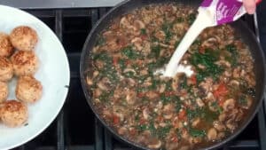 Chicken Meatballs - Add the cream and mix well