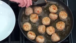 Chicken Meatballs - Fry until golden brown