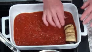 Eggplant Rollatini Recipe - Position the roll seam-side down
