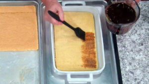 Easy Tiramisu Recipe - brush the cake with the coffee syrup.