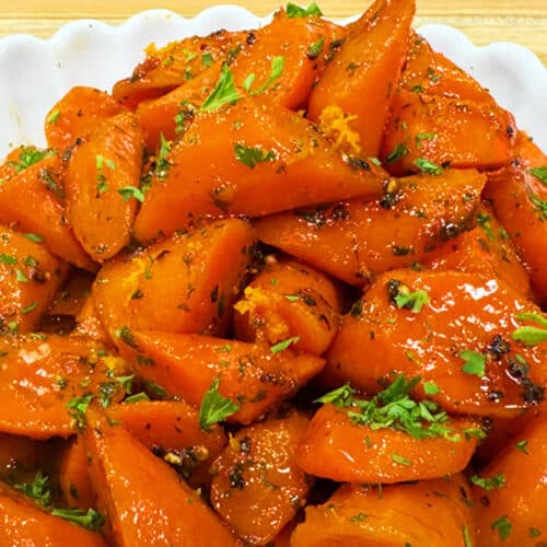 A Ceramic Bowl of Honey Glazed Carrots Recipe