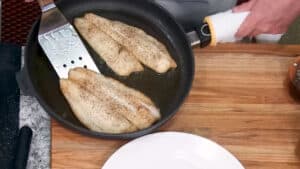 Perfect Flounder in Recipe with Garlic Butter Sauce - Plating the flounder