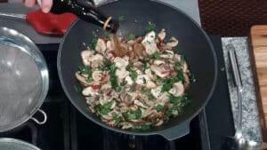 Creamy Chicken Mushroom Pasta - Add the wine, let it reduce slightly