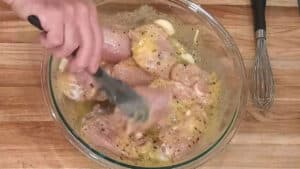 One Pan Lemon Roasted Chicken - Add the chicken thighs