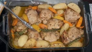 One Pan Lemon Roasted Chicken - add fresh thyme sprigs