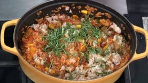 Tuna and Rice Casserole - Stir in the Basil