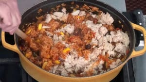 Tuna Casserole and Rice - add the Tuna and stir in gently