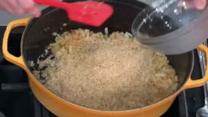 Tuna Casserole with Rice - add rice and lightly toast