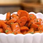 Honey Glazed Carrots in a ceramic bowl