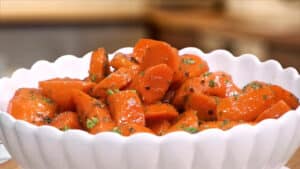 Honey Glazed Carrots in a ceramic bowl