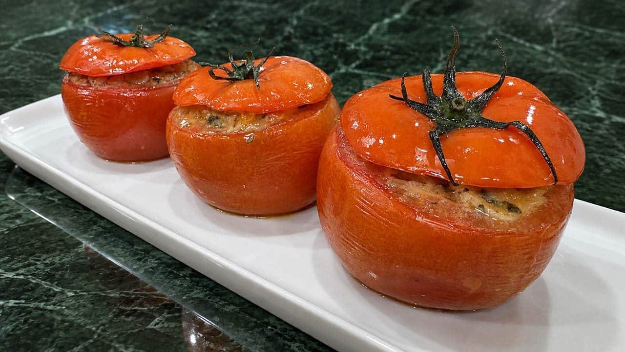 Chicken Sausage Stuffed Tomatoes